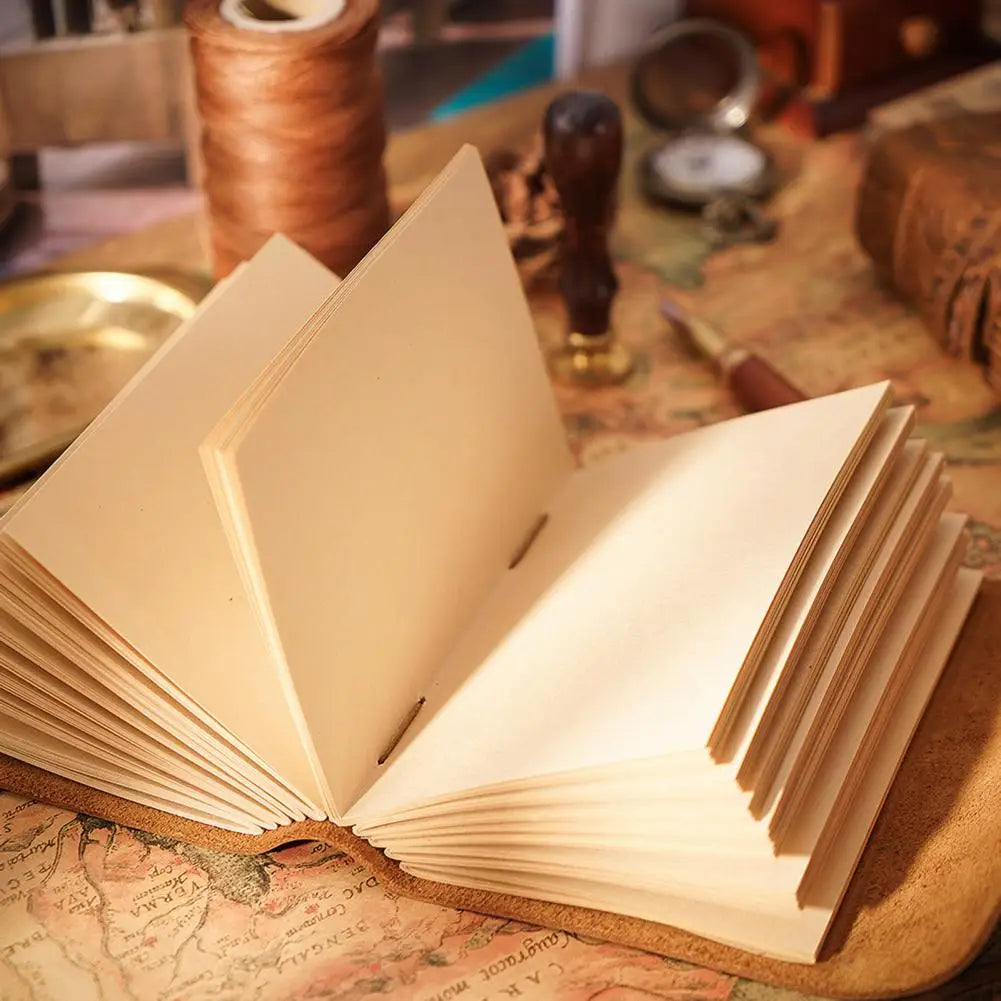 Vintage Portable Mini Notebook 400 Sheets Kraft Paper Agenda Planner Diary Leather Cover Notebook Sketchbook Office School