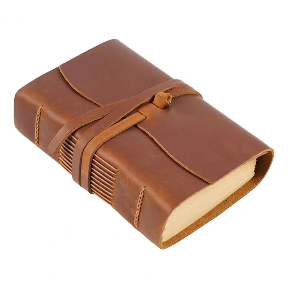 Vintage Portable Mini Notebook 400 Sheets Kraft Paper Agenda Planner Diary Leather Cover Notebook Sketchbook Office School