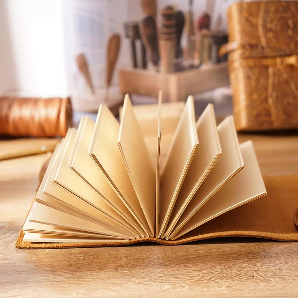 Vintage Portable Mini Notebook 400 Sheets Kraft Paper Agenda Planner Diary Leather Cover Notebook Sketchbook Office School