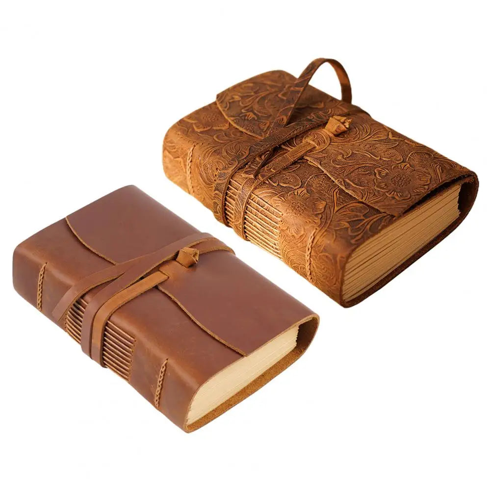 Vintage Portable Mini Notebook 400 Sheets Kraft Paper Agenda Planner Diary Leather Cover Notebook Sketchbook Office School