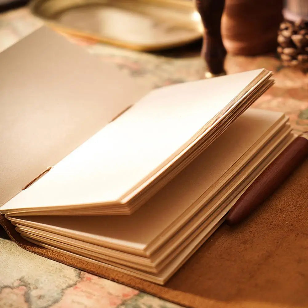 Vintage Portable Mini Notebook 400 Sheets Kraft Paper Agenda Planner Diary Leather Cover Notebook Sketchbook Office School
