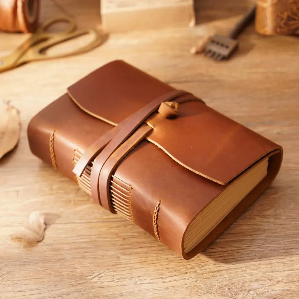 Vintage Portable Mini Notebook 400 Sheets Kraft Paper Agenda Planner Diary Leather Cover Notebook Sketchbook Office School