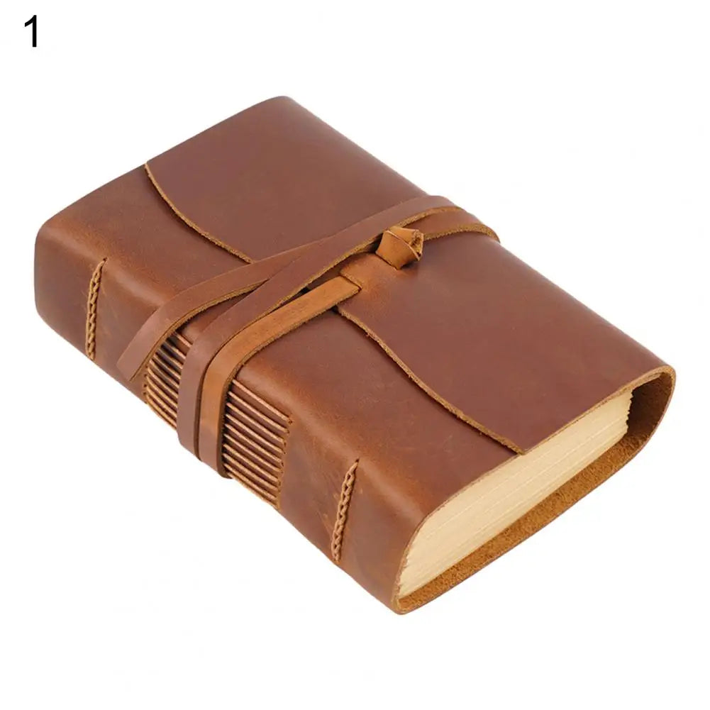 Vintage Portable Mini Notebook 400 Sheets Kraft Paper Agenda Planner Diary Leather Cover Notebook Sketchbook Office School
