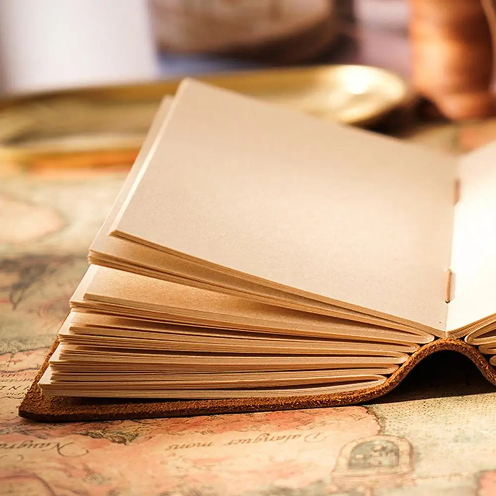 Vintage Portable Mini Notebook 400 Sheets Kraft Paper Agenda Planner Diary Leather Cover Notebook Sketchbook Office School