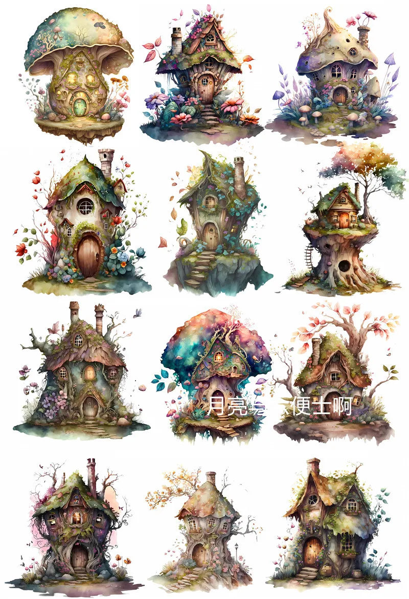 12-Pack of Faerie Mushroom House Stickers