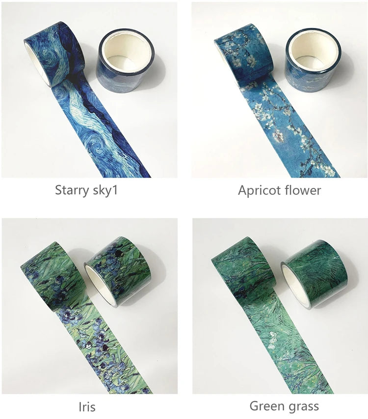 Van Gogh Oil Painting Series Washi Tape Set Gold Stamping Decorative Adhesive Tape Masking Tapes Scrapbooking Diary Stickers