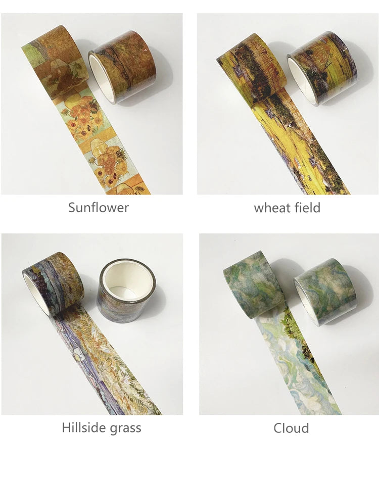 Van Gogh Oil Painting Series Washi Tape Set Gold Stamping Decorative Adhesive Tape Masking Tapes Scrapbooking Diary Stickers