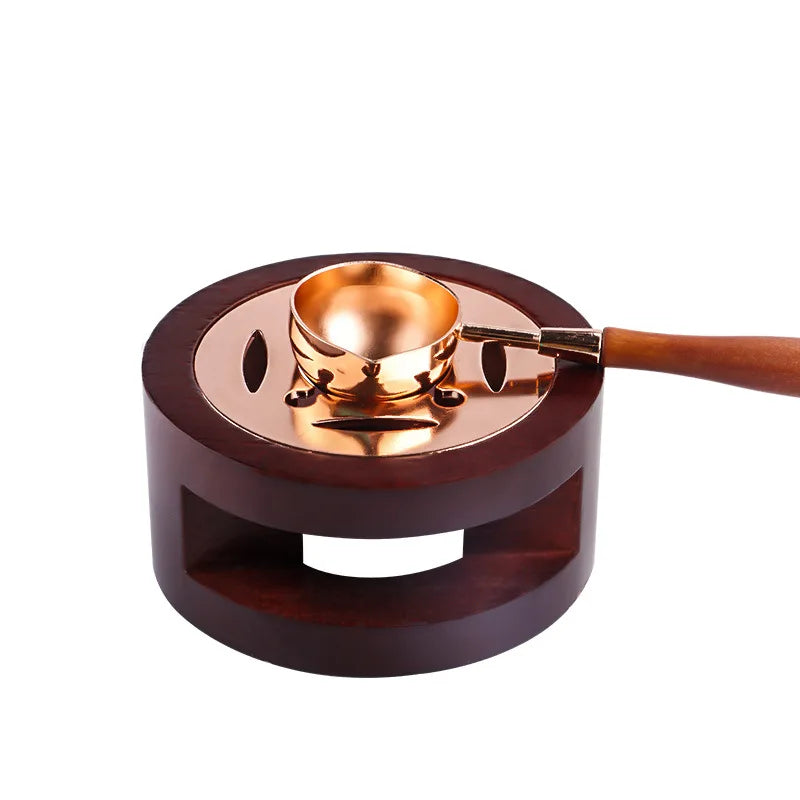 Solid Wood Wax Melting Furnace With Spoon, Wax Seal Set, Scrapbook, Wedding Invitation Letter, Stamp Decoration Tool