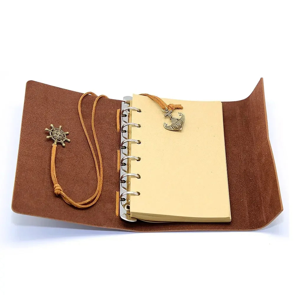 Retro Notebooks & Journals Agenda Binder Sketch Book Leather Soft Cover 14x10cm Replaceable Kraft Paper Inner Korean Stationery