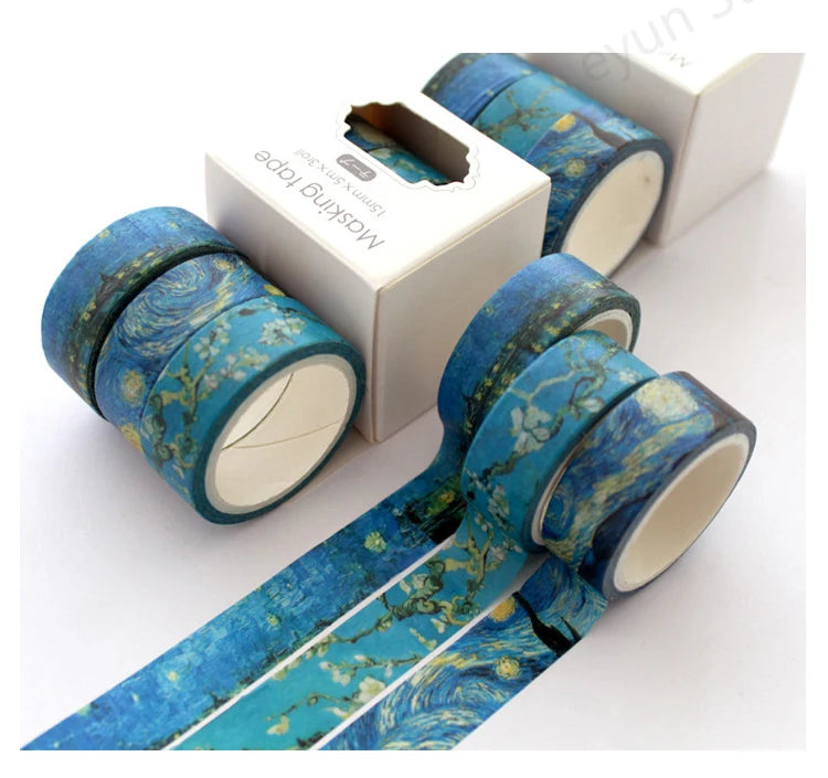 Van Gogh Oil Painting Series Washi Tape Set Gold Stamping Decorative Adhesive Tape Masking Tapes Scrapbooking Diary Stickers