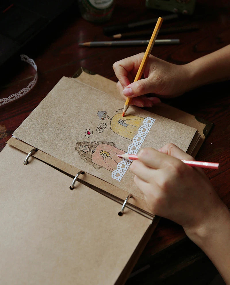 Retro Kraft Paper Cover Photo Album With Blank Kraft Sheet Wedding Guest Book Baby Memories Gift Loose-leaf Scrapbook