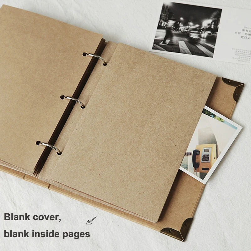 Retro Kraft Paper Cover Photo Album With Blank Kraft Sheet Wedding Guest Book Baby Memories Gift Loose-leaf Scrapbook