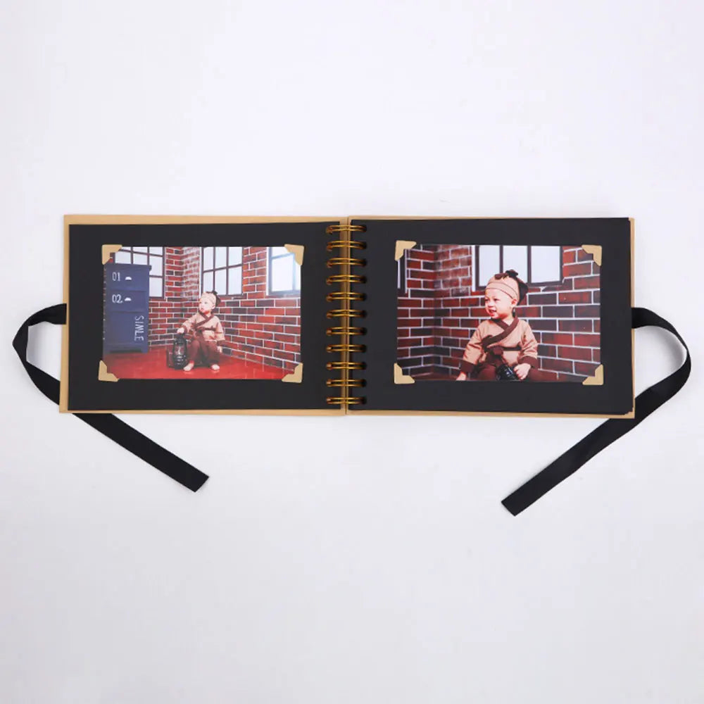 ZK20 80 Black Pages Memory Books DIY Craft Photo Albums Scrapbook Cover Kraft Album For Wedding Anniversary Gifts Memory Books
