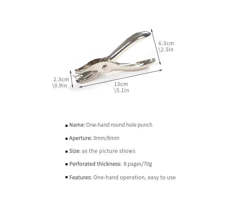 JIANWU 3mm/6mm Paper Single hole Puncher  Machine Paper Punches Metal Scrapbooking Tools