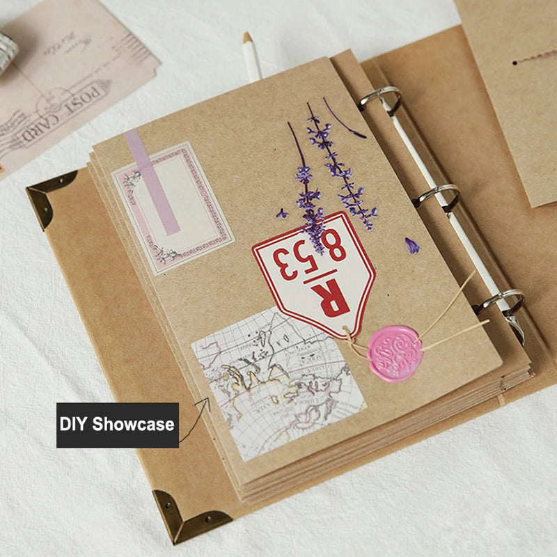 Retro Kraft Paper Cover Photo Album With Blank Kraft Sheet Wedding Guest Book Baby Memories Gift Loose-leaf Scrapbook