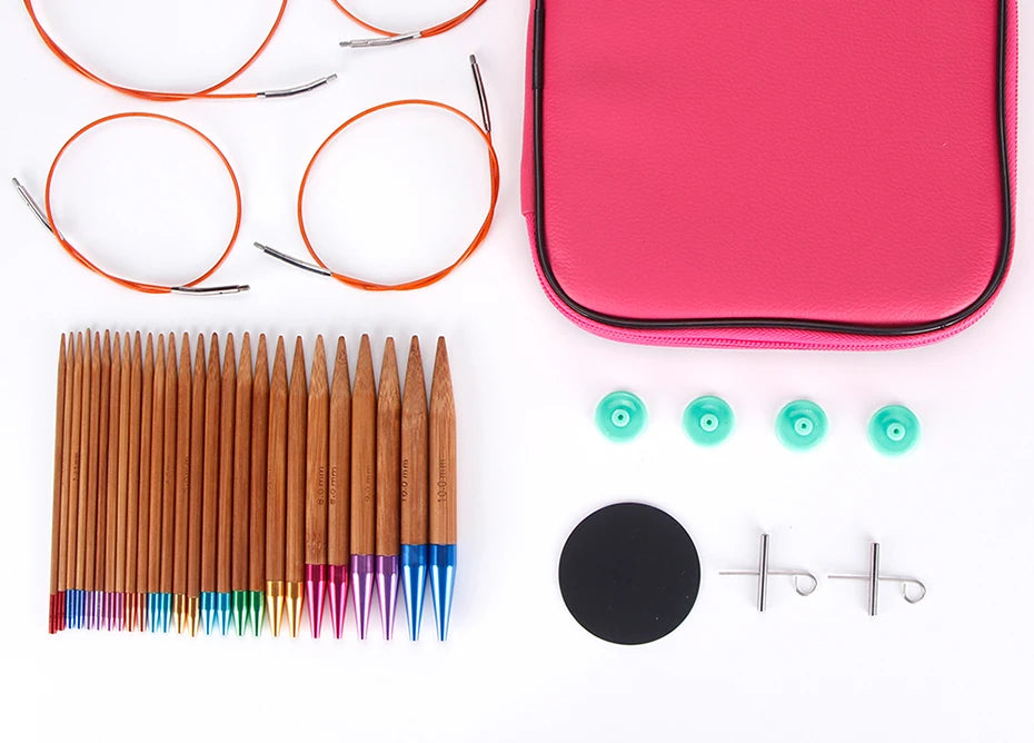 13 Pairs of Interchangeable Bamboo Circular Knitting Needles (2.75mm-10mm)