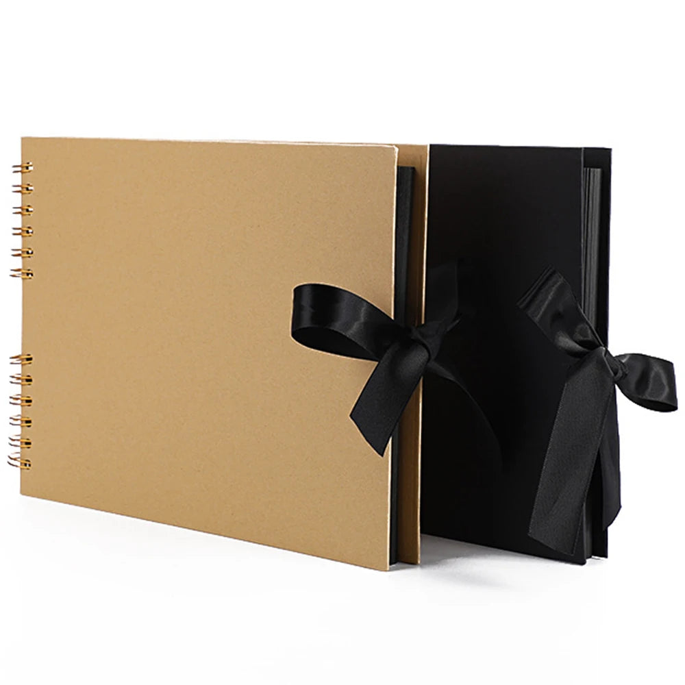 ZK20 80 Black Pages Memory Books DIY Craft Photo Albums Scrapbook Cover Kraft Album For Wedding Anniversary Gifts Memory Books
