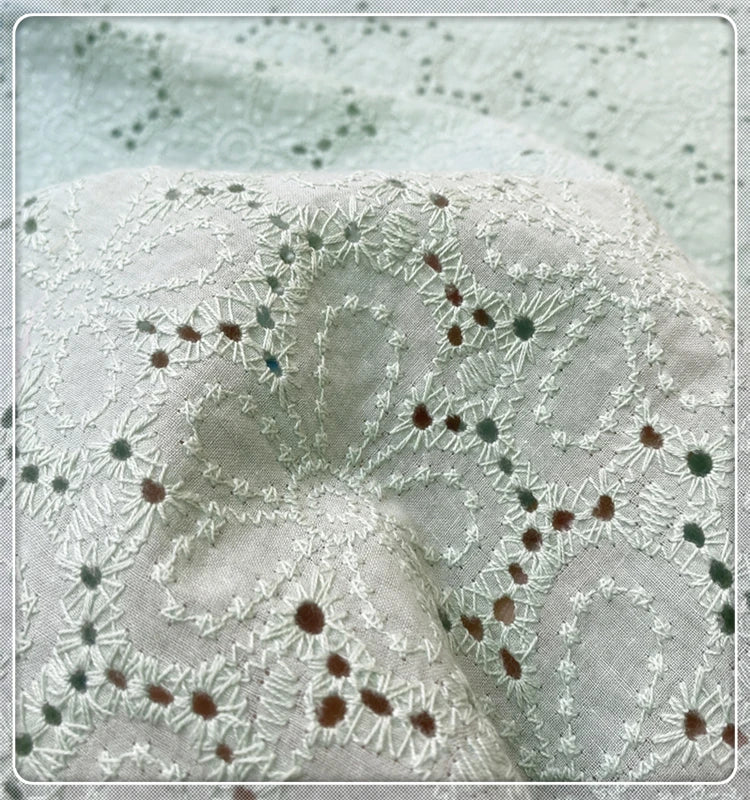 Handmade DIY Coloful Cotton Cloth Hollow Out Embroidered Lace Fabric Width 130cm Clothes Dress Home Accessories