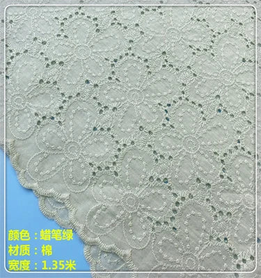 Handmade DIY Coloful Cotton Cloth Hollow Out Embroidered Lace Fabric Width 130cm Clothes Dress Home Accessories