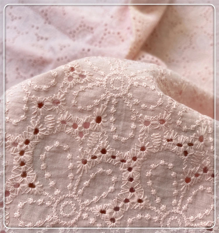 Handmade DIY Coloful Cotton Cloth Hollow Out Embroidered Lace Fabric Width 130cm Clothes Dress Home Accessories