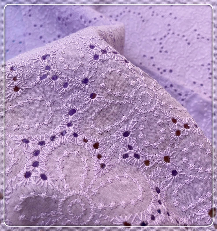 Handmade DIY Coloful Cotton Cloth Hollow Out Embroidered Lace Fabric Width 130cm Clothes Dress Home Accessories