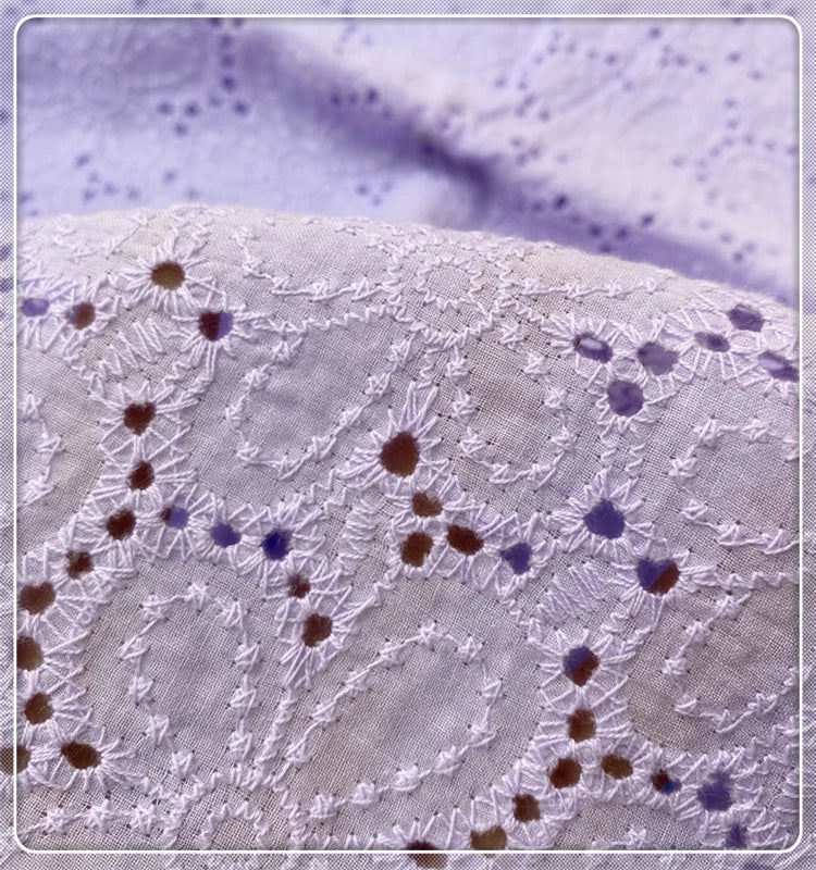 Handmade DIY Coloful Cotton Cloth Hollow Out Embroidered Lace Fabric Width 130cm Clothes Dress Home Accessories