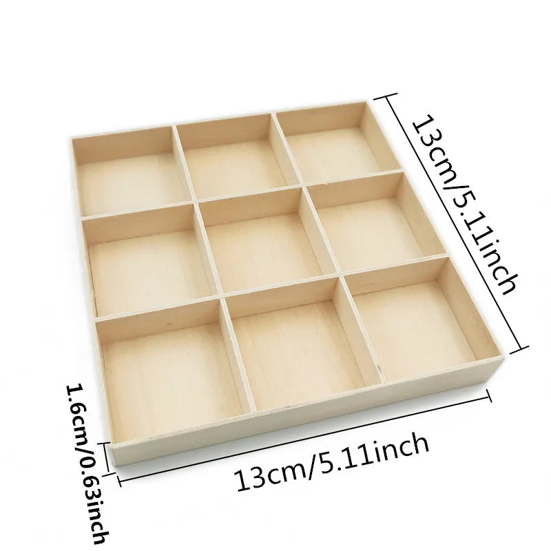 Nine Compartment Unfinished Wood Box