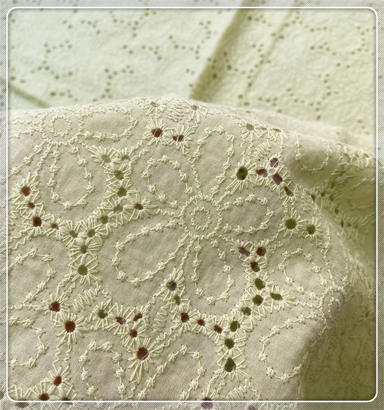 Handmade DIY Coloful Cotton Cloth Hollow Out Embroidered Lace Fabric Width 130cm Clothes Dress Home Accessories