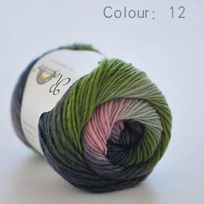 50g(180m)/Ball Rainbow Hand Knitting Merino Wool Yarn Fancy Dye Crochet Yarn DIY Scarf Shawl Yarn for Hand Knitting