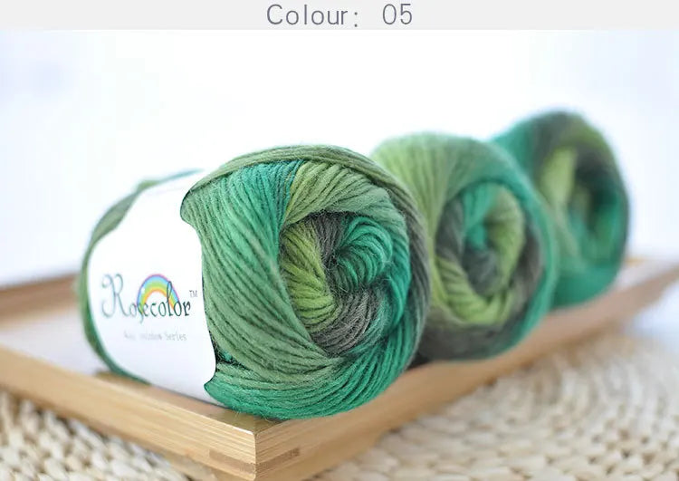 50g(180m)/Ball Rainbow Hand Knitting Merino Wool Yarn Fancy Dye Crochet Yarn DIY Scarf Shawl Yarn for Hand Knitting