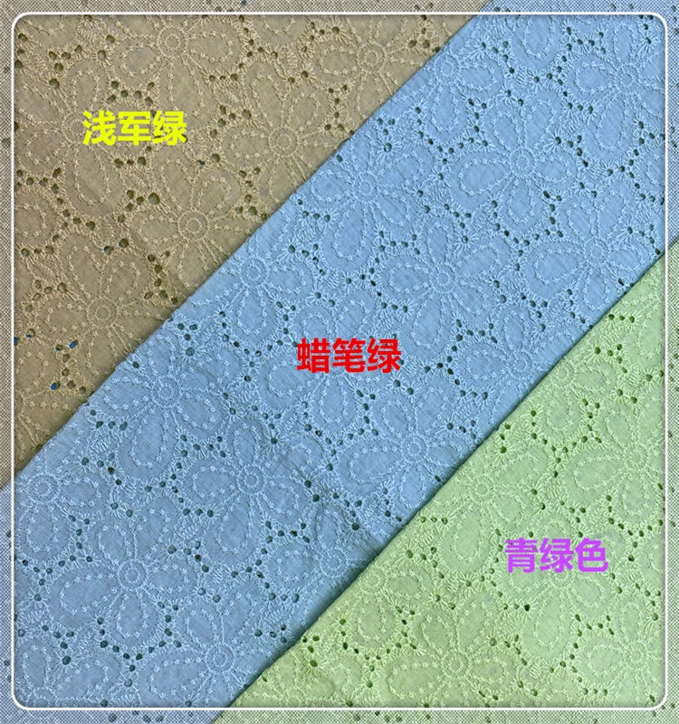 Handmade DIY Coloful Cotton Cloth Hollow Out Embroidered Lace Fabric Width 130cm Clothes Dress Home Accessories