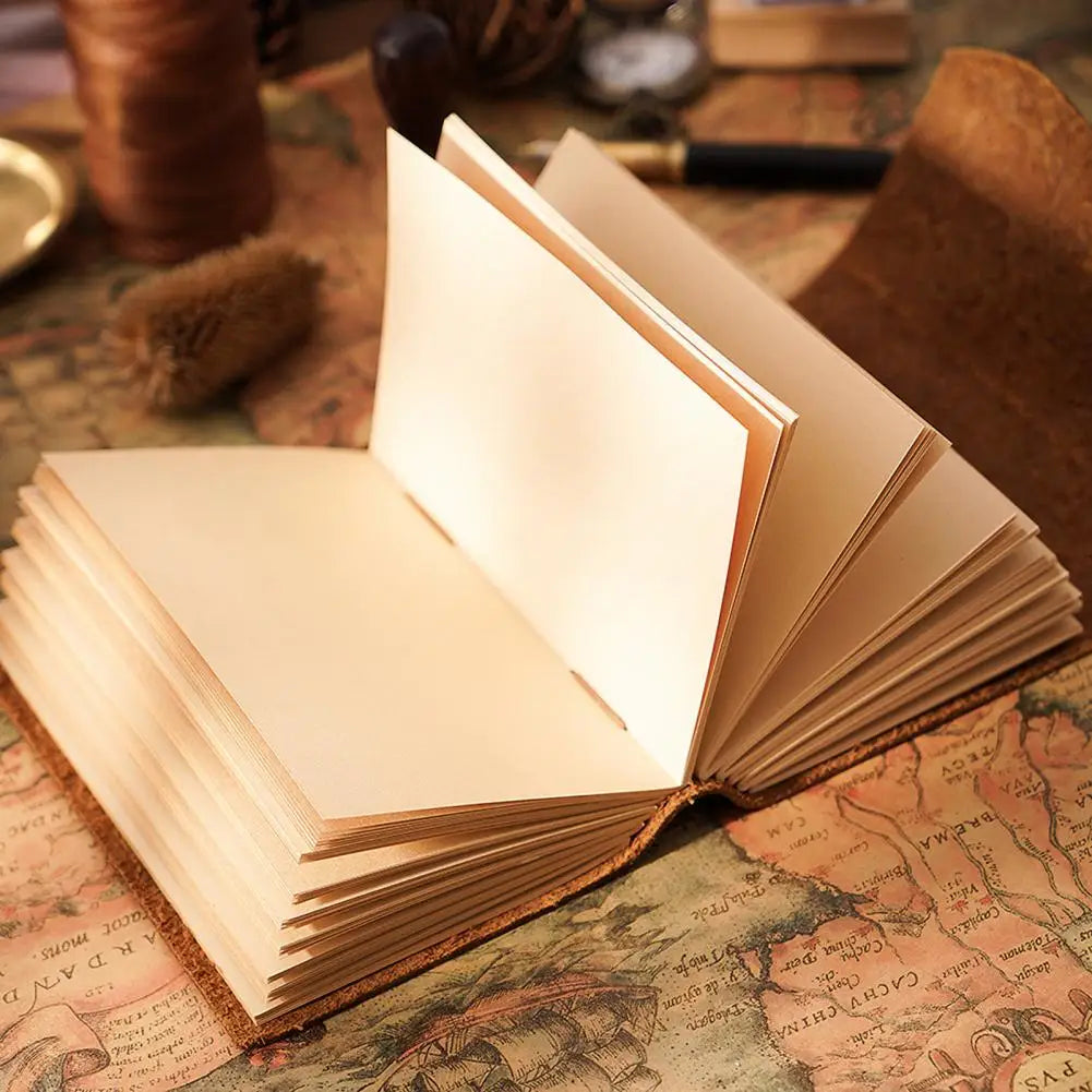 Vintage Portable Mini Notebook 400 Sheets Kraft Paper Agenda Planner Diary Leather Cover Notebook Sketchbook Office School