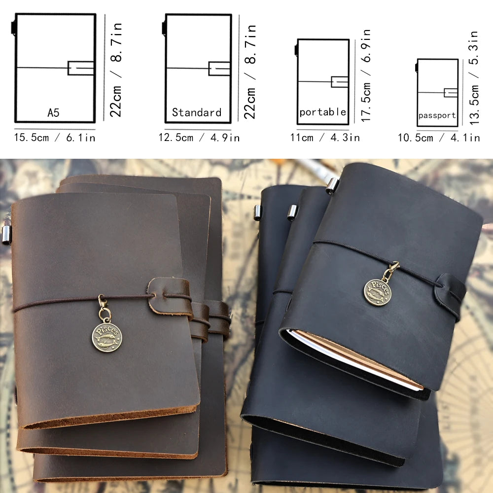 Leather Notebooks- Vintage Cowhide Sketchbook for Travelers and Artists