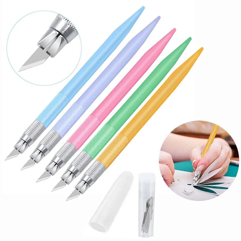 Carving Utility Knife With 12 Blade Scrapbooking Diy Hand Account Paper Cutter Art Cutter Engraving Tools Stationery Supplies