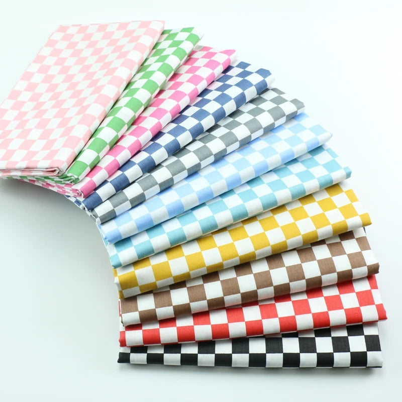 Thin Black White Checkered Fabric Mosaic Square Cotton Chess Skirt Polin Fabric For Plaid Shirt Summer Dress By The Meter