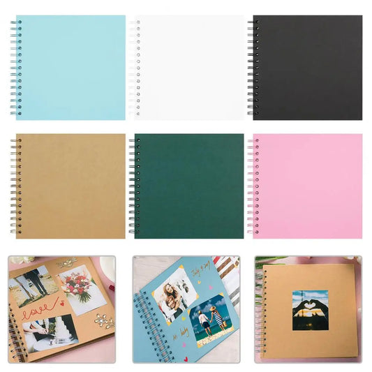 7-Inch Scrapbook Photo Album 40 Pages Twin-wire Binding DIY Hard Cover Spiral Wedding Travel Baby Shower Children Family Anniver