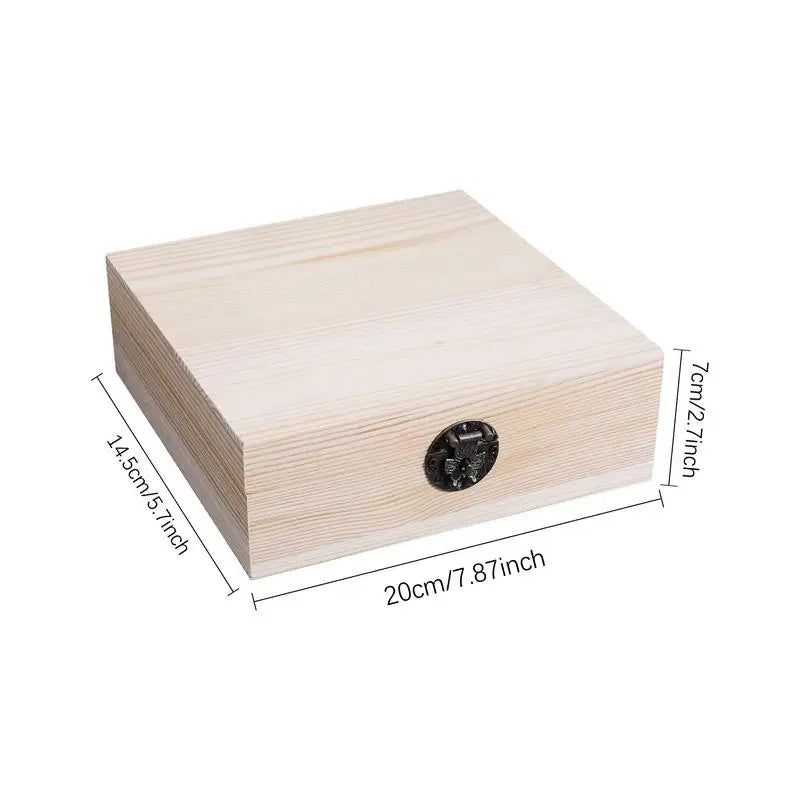 Wooden Box With Hinged Lid Unfinished Treasure Boxes For Trinket Storage Moderate Capacity Plain Wooden Jewelry Box Unpainted