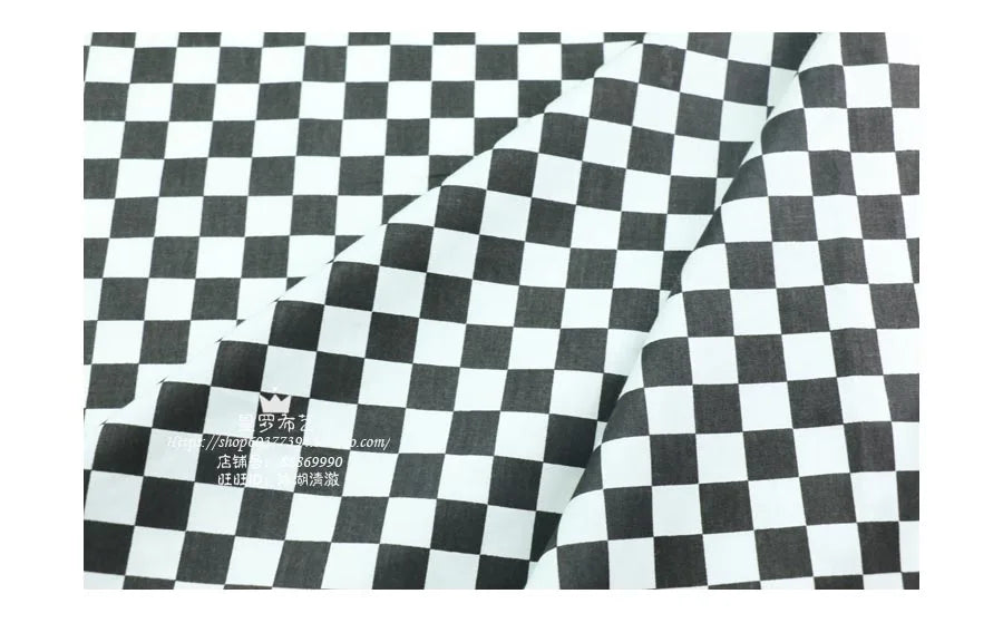 Thin Black White Checkered Fabric Mosaic Square Cotton Chess Skirt Polin Fabric For Plaid Shirt Summer Dress By The Meter