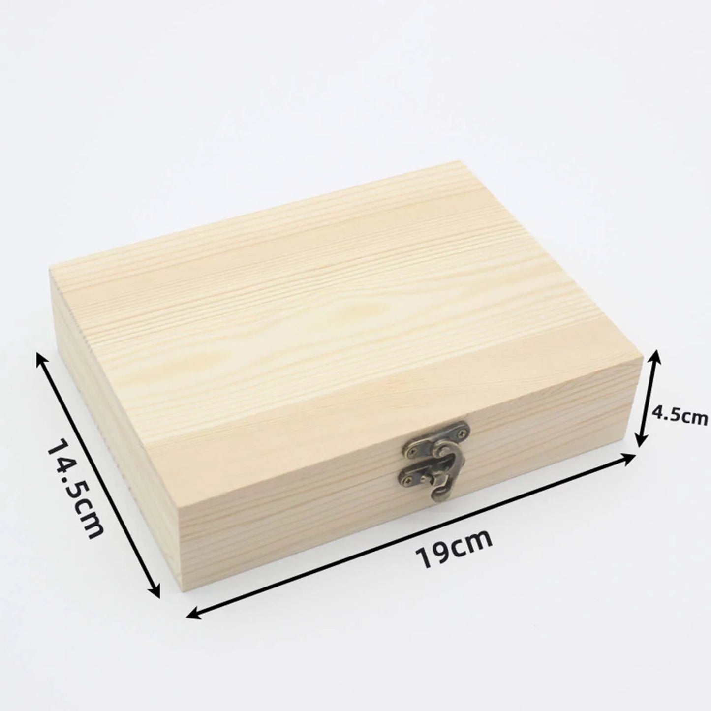 Unfinished Wood Box with Hinged Lid and Swing-Latch