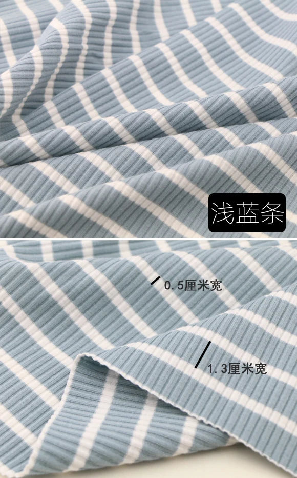 50cm X 125cm Cotton Rib Dyed Horizontal Strip Elastic Knitted Fabric Diy Clothes Medium make dress Cloth 250g/m