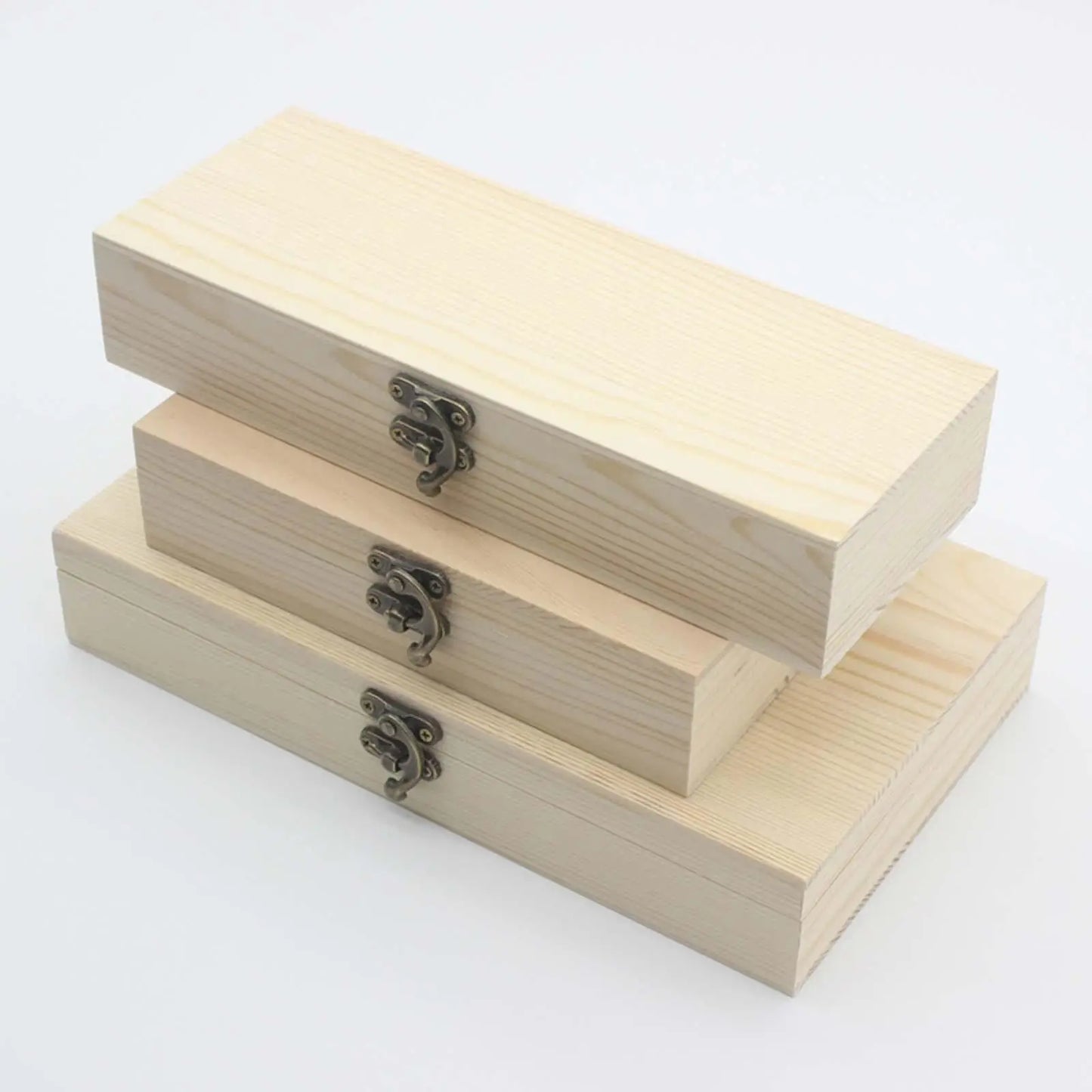 Unfinished Wood Box with Hinged Lid and Swing-Latch