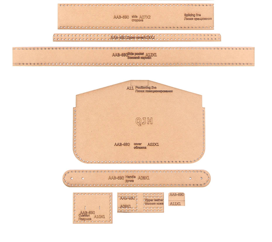 Men's Handbag Business Bag Kraft Paper Version Drawing Pattern DIY Leather Craft Acrylic Template Handbag Cutting Pattern