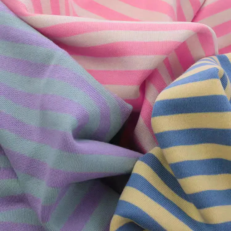 Rainbow Striped Cotton Elastic Knitted French Terry Fabric DIY For Sewing Hoodie Jacket Shirt Tissus By The Half Meter 600g/m