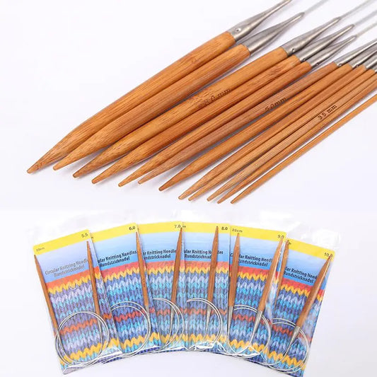 Circular Knitting Needle Set 3.0-10mm - Bamboo with  Stainless Steel Cable