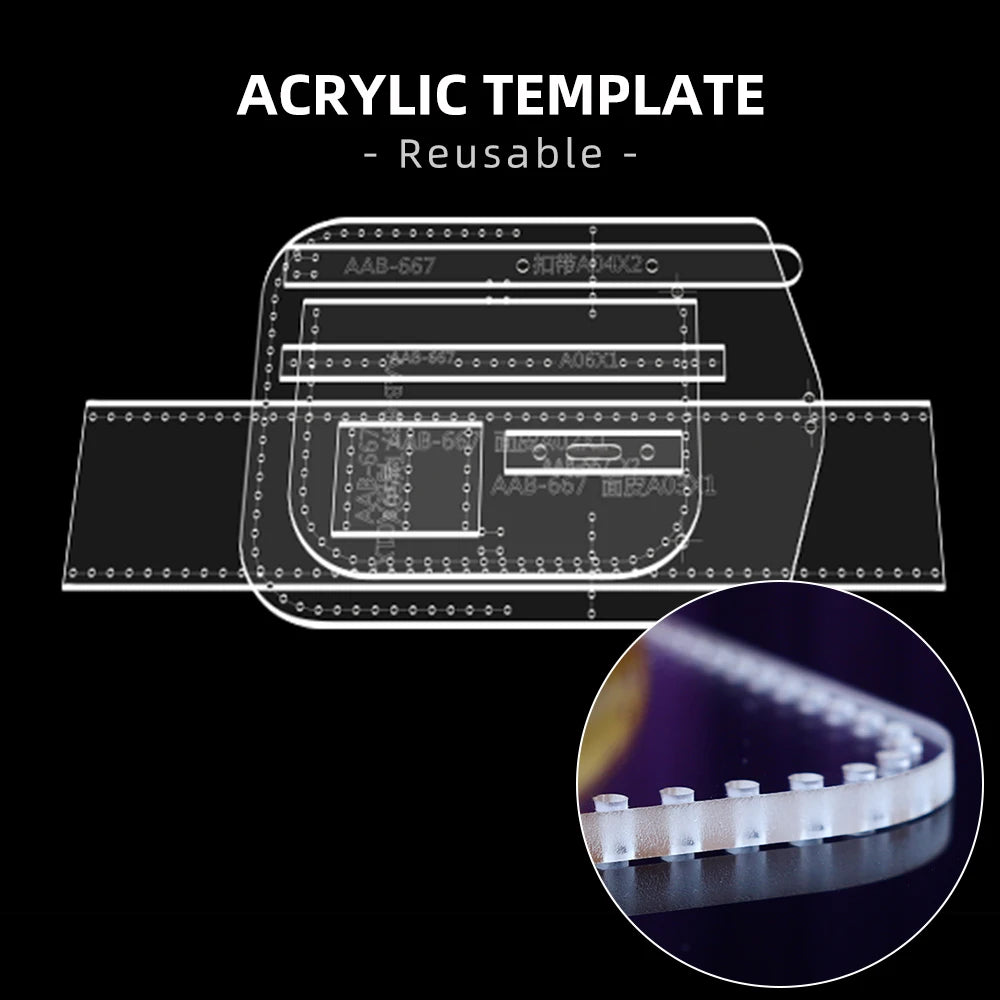 DIY Handmade Leather Craft Mini Small Bag Drawing Leather Sewing Coin Purse Cut-Free Acrylic Template Kraft Paper Pattern