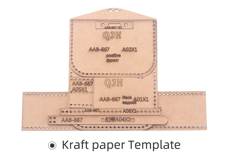 DIY Handmade Leather Craft Mini Small Bag Drawing Leather Sewing Coin Purse Cut-Free Acrylic Template Kraft Paper Pattern