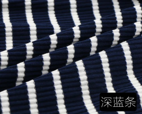 50cm X 125cm Cotton Rib Dyed Horizontal Strip Elastic Knitted Fabric Diy Clothes Medium make dress Cloth 250g/m