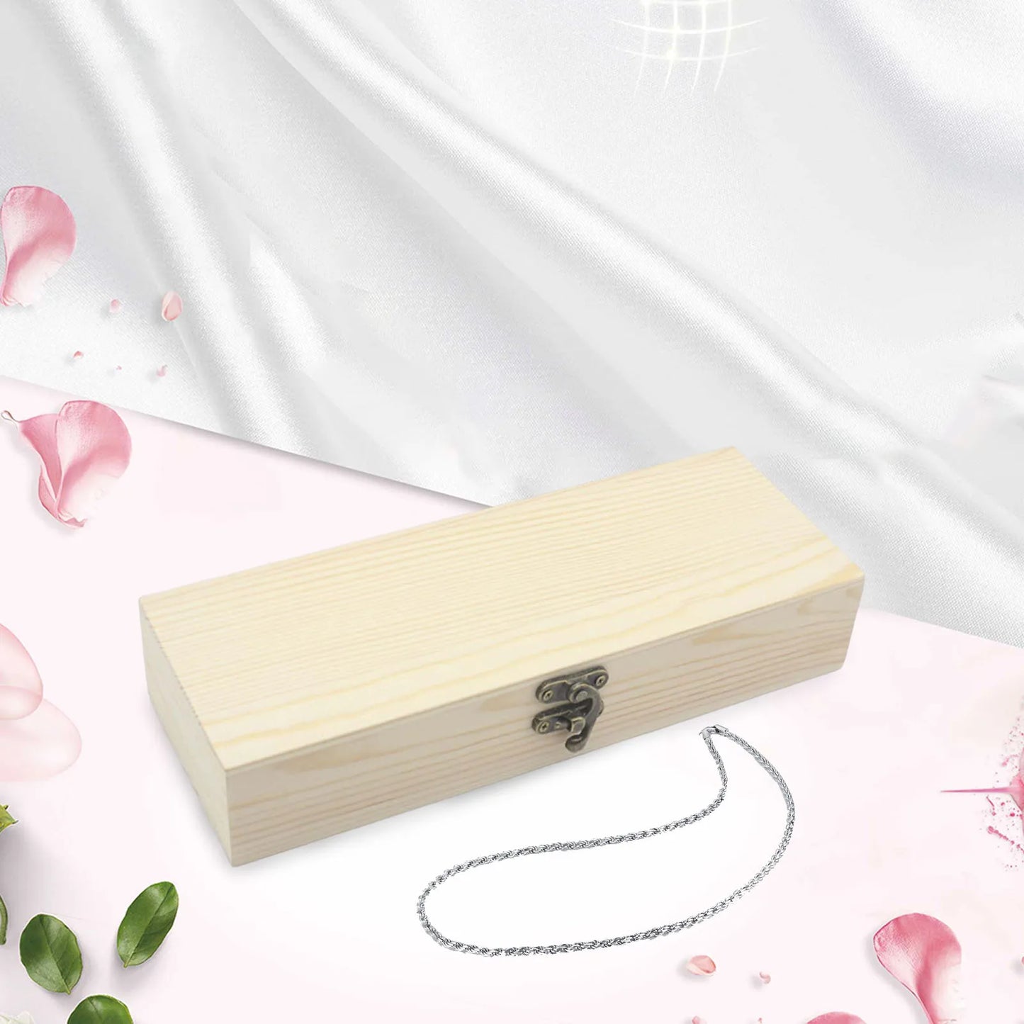 Unfinished Wood Box with Hinged Lid and Swing-Latch