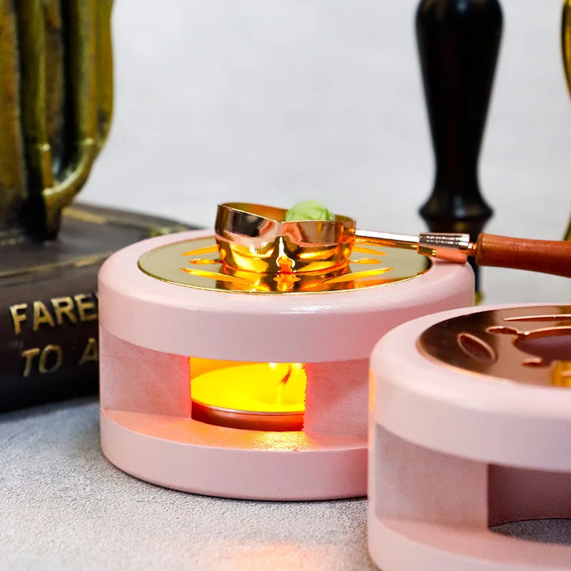 Solid Wood Wax Melting Furnace With Spoon, Wax Seal Set, Scrapbook, Wedding Invitation Letter, Stamp Decoration Tool