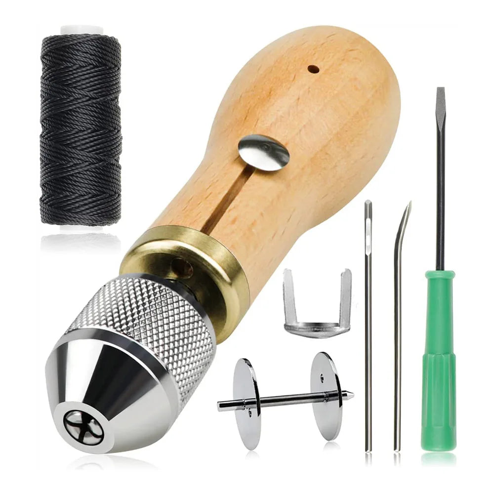 Leather Sewing Awl Thread Kit Speedy Stitcher DIY Hand Sewing Machine Tools Kit Leather Craft Stitching Shoemaker Canvas Repair
